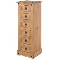 Brambly Cottage Bridewell 6 Drawer 35Cm W Chest of Drawers Antique Wax 105cm H X 35cm W X 33cm D