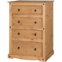 Brambly Cottage Bridewell 4 Drawer 92Cm W Chest of Drawers Antique Wax 130cm H X 92cm W X 48cm D
