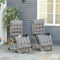Dakota Fields Snaresbrook Reclining Sun Lounger Set with Cushions Grey 110cm H X 65cm W X 90cm L