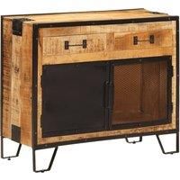 Sideboard 80x31x66 cm Solid Rough Wood Mango and Metal