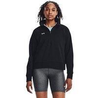 Under Armour Women'S Training Rival Fleece 1/2 Zip Top - Black/White