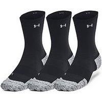 Under Armour - Unisex Ad Run Cushion 3Pk Crew Socks, Color Black (001), Size: Small