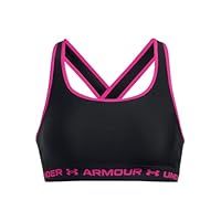 Under Armour Women/'s Crossback Mid Bra, Medium Impact Sports Bra for Cycling, Weight Training and Boxing, Racer Back Bra with Removable Cups, Cooling and Sweat-Wicking Gym Tank Top Bra Black