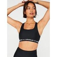 Under Armour Women/'s Crossback Mid Bra, Medium Impact Sports Bra for Cycling, Weight Training and Boxing, Racer Back Bra with Removable Cups, Cooling and Sweat-Wicking Gym Tank Top Bra Black