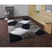 Ebern Designs Pona Shaggy Rug Hallway Runner Living Room Rugs Bedroom Carpet Mat Blue/White/Grey Rectangle 120 x 170cm