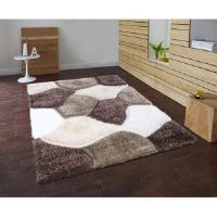 Ebern Designs Pona Shaggy Rug Hallway Runner Living Room Rugs Bedroom Carpet Mat Brown/White/Grey Rectangle 120 x 170cm