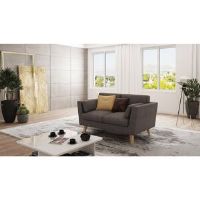 Hashtag Home Sofa 2 Seater with Wooden Legs In Scandinavian Style Kamille Brown - Khaki 90cm H X 152cm W X 89cm D