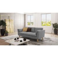 Hashtag Home Sofa 3 Seater with Wooden Legs In Scandinavian Style Kamille Grey 90cm H X 206cm W X 89cm D