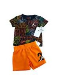 Nike Air Jordan baby boy T Shirt orange Shorts 2pc Set size 6 9 12 months NWT