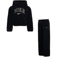 Nike Kids Girls Swoosh Spirit Teddy Tracksuit - Black