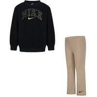 Nike Kids Girls Swoosh Spirit Crew Legging Tracksuit - Light Brown