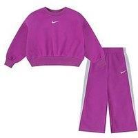 Nike Kids Girls Shine Crew Pant Tracksuit - Pink