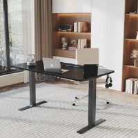Zipcode Design Hieronymus Electric Adjustable T-Shape Standing Desk Home Desk With Backpack Hook And Memory Smart Pannel Black 140cm W x 60cm D