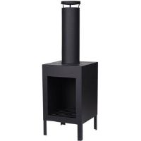 Dakota Fields Square Outdoor Chiminea Garden Fire Pit Chimney Heater Black 100cm H X 33cm W X 33cm D