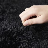 17 Stories Irimia Modern Shaggy Black Indoor / Outdoor Living Room Non Slip Area Rug Charcoal Grey Runner 80 x 300cm