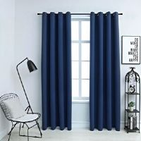 Ebern Designs Korkmaz Eyelet Blackout Curtains Blue Width 140 x Drop 245cm