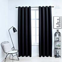 Ebern Designs Korkmaz Eyelet Blackout Curtains Black Width 140 x Drop 225cm