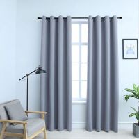 Ebern Designs Korkmaz Eyelet Blackout Curtains Grey Width 140 x Drop 225cm