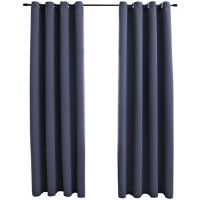 Ebern Designs Korkmaz Eyelet Blackout Curtains Anthracite Width 140 x Drop 245cm
