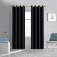 Wade Logan Gunhild Synthetic 100% Room Darkening Blackout Eyelet Curtain Black 168 W x 228 D cm