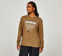 Jordan Womens Flight Graphic Long Sleeve T-Shirt - Tan - Size XS