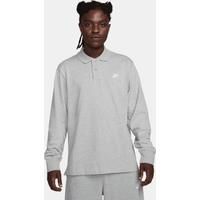 Nike Club Men's Long-Sleeve Knit Polo - Grey - Cotton