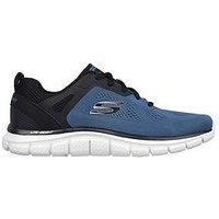 Skechers Men/'s Track Broader Trainers, Blue Mesh Pu Black Trim, 7 UK