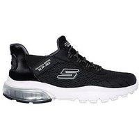 Skechers Boys Slip-On, Black Textile/Charcoal Synthetic/Trim, 3 UK