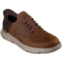 Skechers Garza Gervin Leather Men's Dark Brown Lace-Up Shoes New