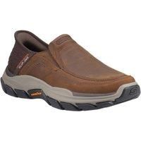 Skechers Respected Elgin Leather Men's Dark Brown Moccasins Shoes New