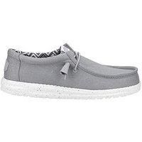 HeyDude Mens Canvas Shoes Wally Canvas Lace Up grey UK Size