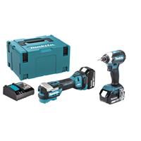 Makita DLX2561TJ 18V Brushless Impact Driver & Multi Tool Kit 2 x 5.0Ah in Blue