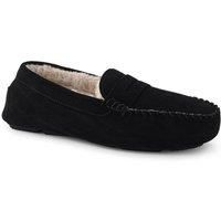 Lands' End Men's Suede Moccasin Slippers in Black | Size: 10