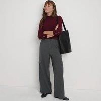 Wide Leg Brushed Twill Cargo Trousers