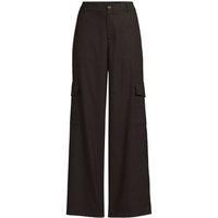 Wide Leg Brushed Twill Cargo Trousers