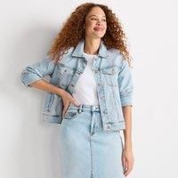 Lands' End Women's Plus Denim Trucker Jacket in Light Blue | Size: 14-16
