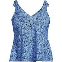 Plus Tie Shoulder Flutter Hem Tankini Top
