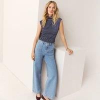 Petite Soft Denim Wide Leg Utility Jeans, High Waisted