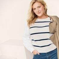 Drifter Knitted Vest with Poplin Sleeves