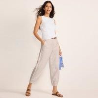 Barrel Leg Pleated Linen Trousers