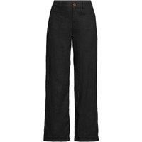 Lands' End Women's Wide Leg Cropped Linen Trousers in Black | Size: 16