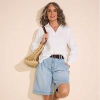 Long Sleeve Linen Split Neck Shirt