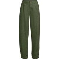 Barrel Leg Pleated Linen Trousers