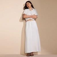 Plus Drawstring Linen Skirt