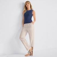 Relaxed Tapered Pull On Linen Trousers