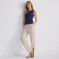Relaxed Tapered Pull On Linen Trousers