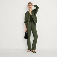 Lands' End Women's Relaxed Tapered Pull On Linen Trousers in Dark Green | Size: 12