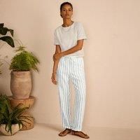 Lands' End Women's Relaxed Tapered Pull On Linen Trousers in Ivory | Size: 18