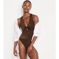 Shine Knot Front Tie Back Tankini, High Waisted - 2 piece