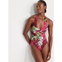 Sculpting Halter Neck High Leg Swimsuit